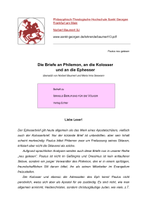 Die Briefe an Philemon, an die Kolosser und an die Ephesser