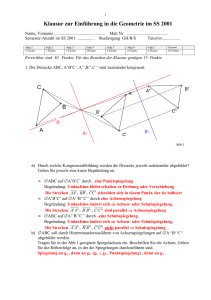 Lösungen zur Klausur Geometrie I SS01 - WWW