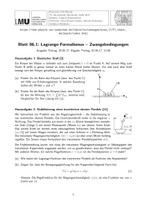 Blatt 06.1: Lagrange-Formalismus