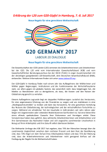 Erklärung der L20 zum G20-Gipfel in Hamburg, 7.-8. Juli 2017