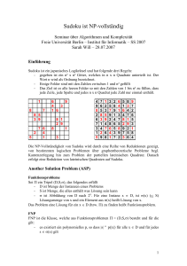 Sudoku ist NP-vollständig - Institut für Informatik