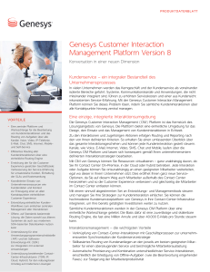 Datasheet Genesys Customer Interaction Management Platform