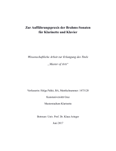 Zur Aufführungspraxis der Brahms-Sonaten für Klarinette und Klavier