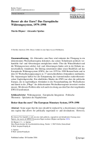 Besser als der Euro? Das Europäische Währungssystem, 1979