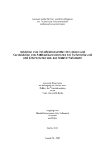 Induktion von Desinfektionsmittelresistenzen und - diss.fu