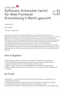 Software-Entwickler (w/m) für Web Frontend Entwicklung in Berlin