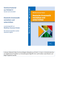 Seminarmaterial zur Einheit 3 Deutsche Grammatik verstehen und