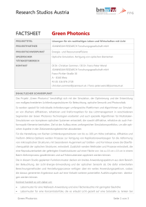 Research Studios Austria FACTSHEET Green Photonics