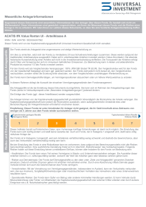 Anteilklasse A Ziele und Anlagepolitik Risiko