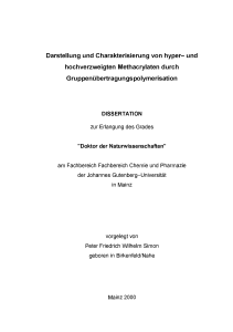 Darstellung und Charakterisierung von hyper– und