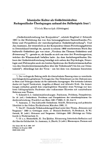 Islamische Kultur als Gedächtniskultur. Islamkundliche