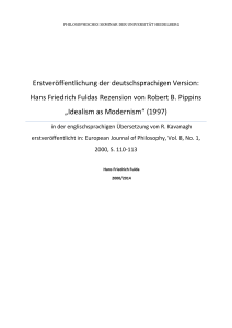 Hans Friedrich Fuldas Rezension von Robert B. Pippins