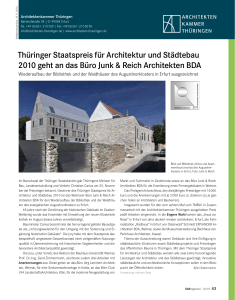 Thüringer Staatspreis für Architektur und Städtebau 2010 geht an