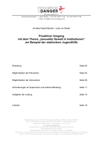 Proaktiver Umgang mit dem Thema „(sexuelle) Gewalt in Institutionen“