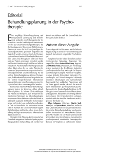 Editorial: Behandlungsplanung in der Psychotherapie