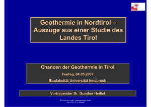 Geothermie in Nordtirol – Auszüge aus einer Studie des Landes Tirol