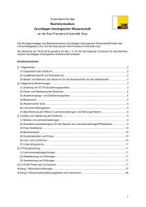 Curriculum für das Bachelorstudium Grundlagen theologischer