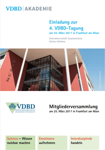 Einladung zur 4. VDBD-Tagung Mitgliederversammlung