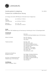 Gestaltungsbeirat Ludwigsburg Protokoll der nichtöffentlichen Sitzung