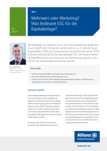 Mehrwert oder Marketing? Was bedeutet ESG für die Kapitalanlage?