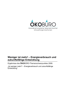 Weniger ist mehr! – Energieverbrauch und zukunftsfähige Entwicklung