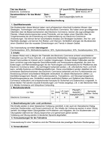 Titel des Moduls: Electronic Commerce LP (nach ECTS): 6