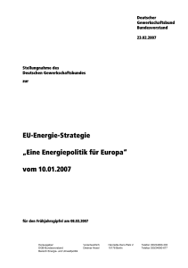 EU-Energie-Strategie „Eine Energiepolitik für Europa“ vom