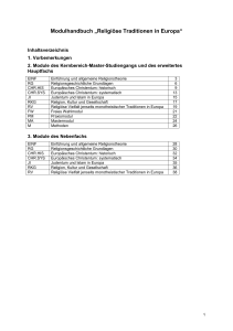 Modulhandbuch „Religiöse Traditionen in Europa“