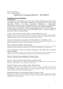 Notizen zur Vorlesung Physik II – WS 2006/07