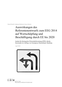 Auswirkungen des Referentenentwurfs zum EEG 2014 auf