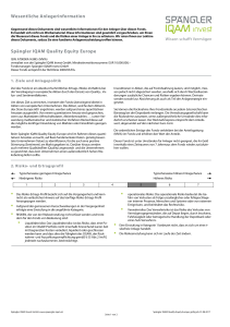 Wesentliche Anlegerinformation Spängler IQAM Quality Equity Europe