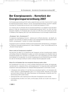 Der Energieausweis – Kernstück der