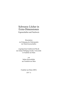 Schwarze Löcher in Extra-Dimensionen - Goethe