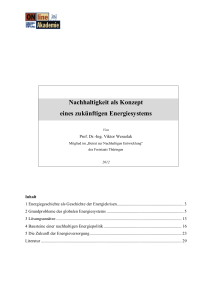 Nachhaltigkeit als Konzept eines zukünftigen Energiesystems