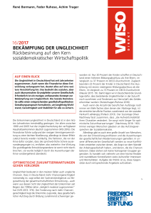 R&uuml;ckbesinnung auf den Kern sozialdemokratischer Wirtschaftspolitik