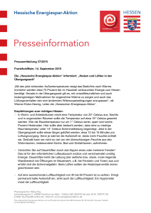 Pressemitteilung 37/2015 Frankfurt/Main, 14. September 2015 Die