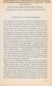 Jan Assmann Große Texte ohne eine Große Tradition: Ägypten als