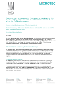 bedeutende Designauszeichnung für Microtec`s Brettscanner