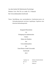 Univ.-Prof. Dr. rer. medic. H.-J. Hannich Der Universitätsmedizin Gre