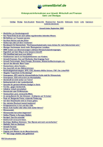 umweltbrief-aktuell: Umwelt, Wirtschaft u. Finanzen, Geld