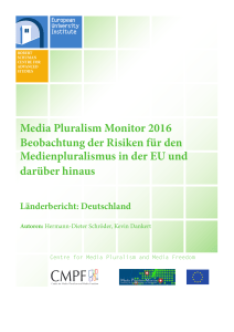 Media Pluralism Monitor 2016 Beobachtung der Risiken für den