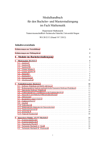 Modulhandbuch für den Bachelor- und Masterstudiengang im Fach