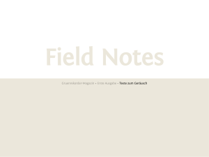 Texte zum Geräusch« — Field Notes #1