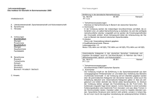 Lehrveranstaltungen Des Instituts für Slavistik im Sommersemester
