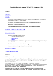 Rundbrief Behinderung und Dritte Welt, Ausgabe 1/1995