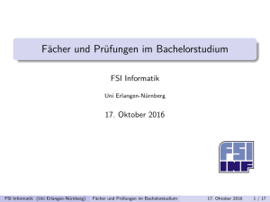 Fächer und Prüfungen im Bachelorstudium