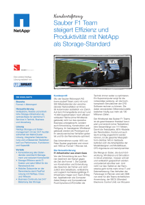 Sauber F1 Team steigert Effizienz und Produktivit&auml;t mit NetApp als