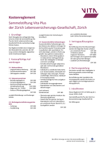 Kostenreglement Sammelstiftung Vita Plus der Z&uuml;rich