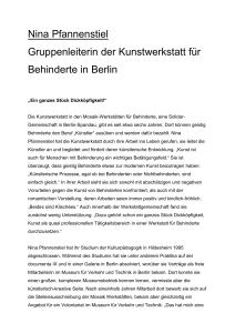 Nina Pfannenstiel Gruppenleiterin der Kunstwerkstatt für Behinderte