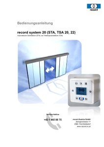 Bedienungsanleitung record system 20 (STA
